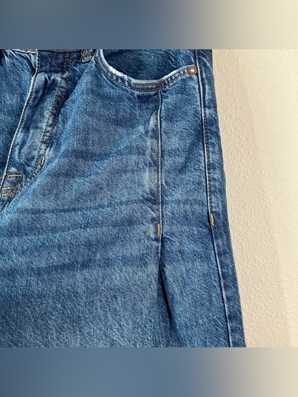 FREE PEOPLE We The Free Old West Wide Leg Jeans Size 29 Baggy Fray Hem Festival - Picture 6 of 13